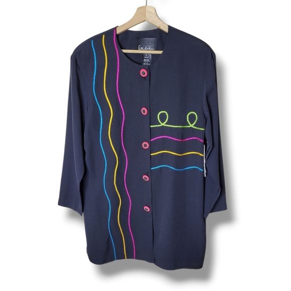 Vintage 80s Anthony Mark Hankins NWT Neon Trim  Mod Career Jacket M USA - Picture 1 of 8